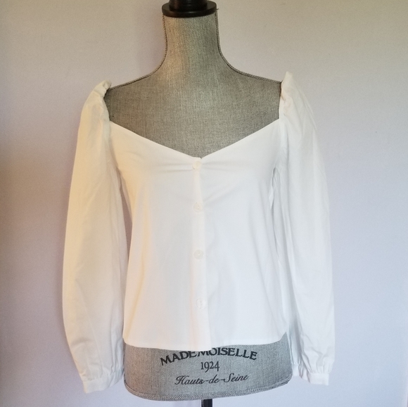 Zara Tops - Zara White Puff Shoulder Blouse